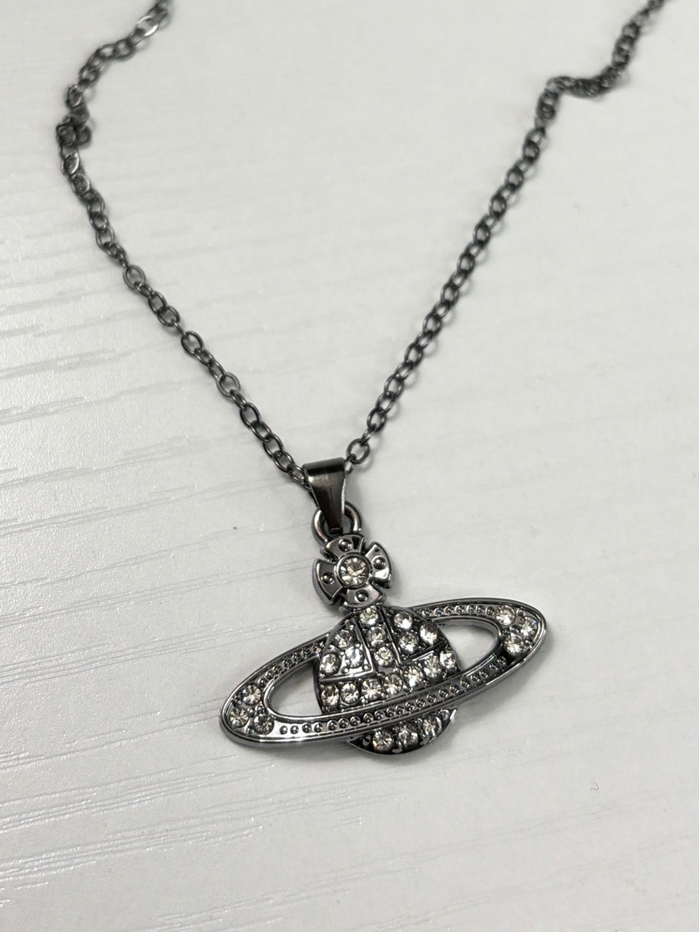 Vivienne Westwood Gunmetal Black Crystal Orb Pendant Necklace - Picture 6 of 7